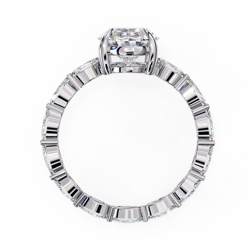 14K Lab Grown Diamond Oval Fashion Engagement Ring with Marquise Accents, E-F Color, VVS-VS Clarity