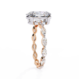 14K Lab Grown Diamond Oval Fashion Engagement Ring with Marquise Accents, E-F Color, VVS-VS Clarity