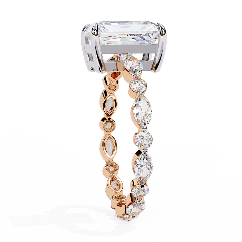 14k IGI certified radiant ring with E-F color VVS-VS clarity diamonds 148