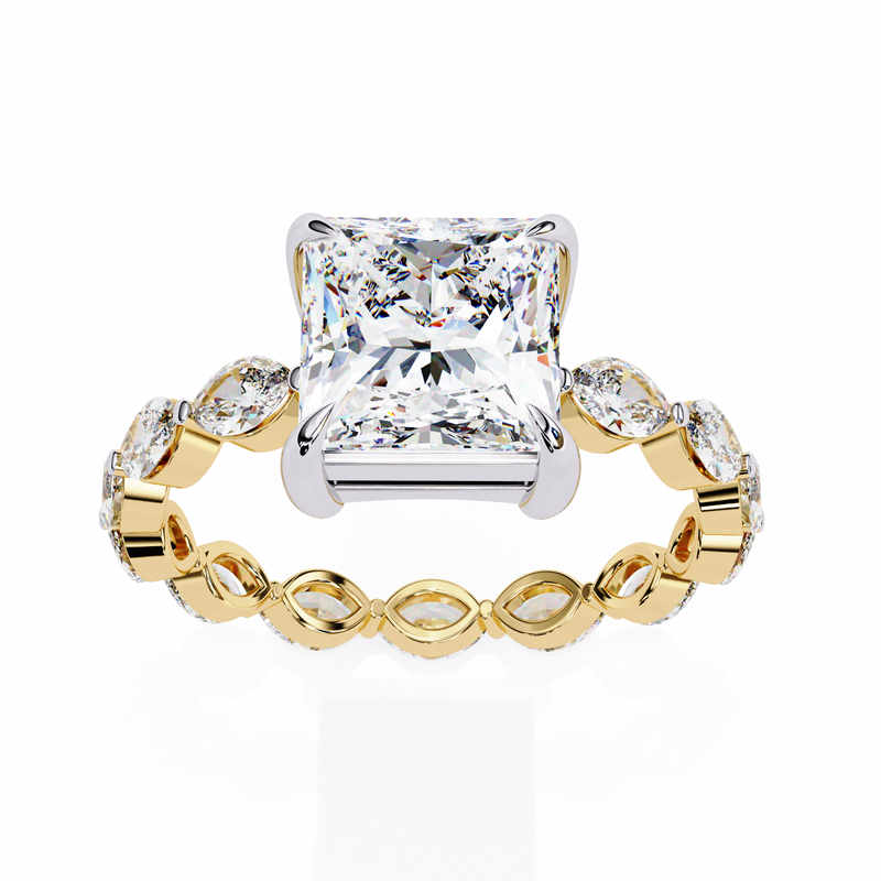 14k IGI certified princess ring with E-F color VVS-VS clarity diamonds 149