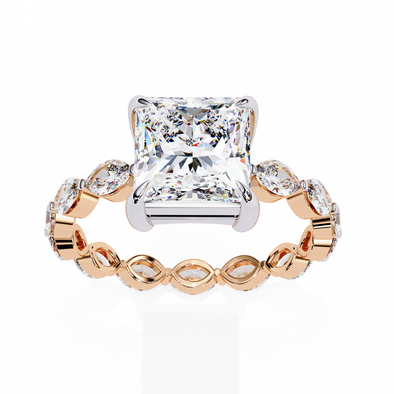 14k IGI certified princess ring with E-F color VVS-VS clarity diamonds 149