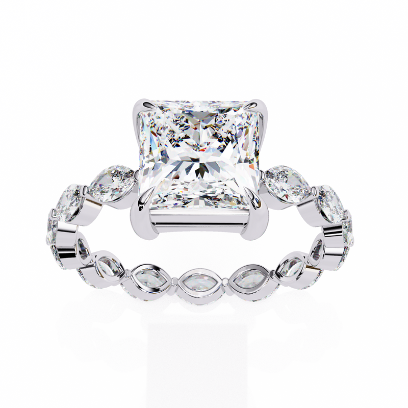 14k IGI certified princess ring with E-F color VVS-VS clarity diamonds 149