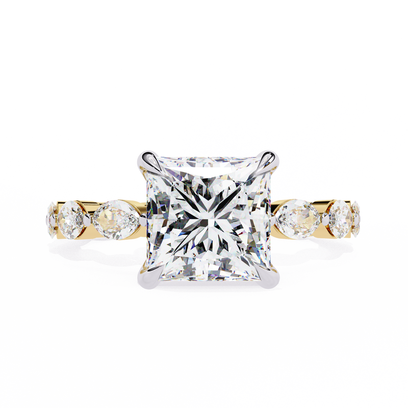 14k IGI certified princess ring with E-F color VVS-VS clarity diamonds 149