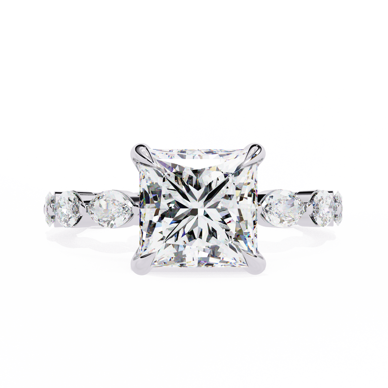 14k IGI certified princess ring with E-F color VVS-VS clarity diamonds 149