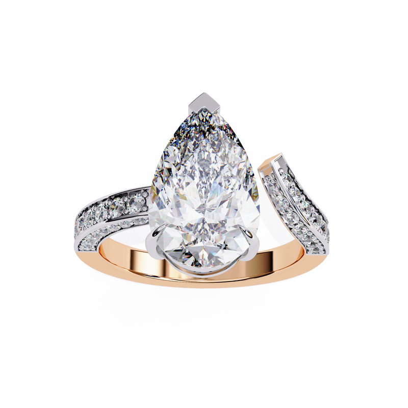 14k IGI certified pear ring with E-F color VVS-VS clarity diamonds 152