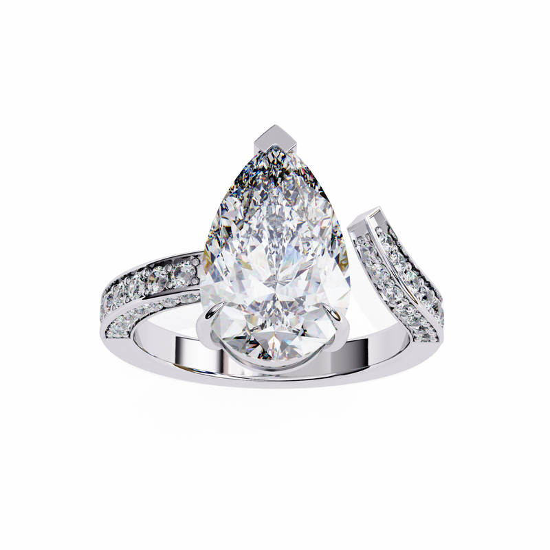 14k IGI certified pear ring with E-F color VVS-VS clarity diamonds 152