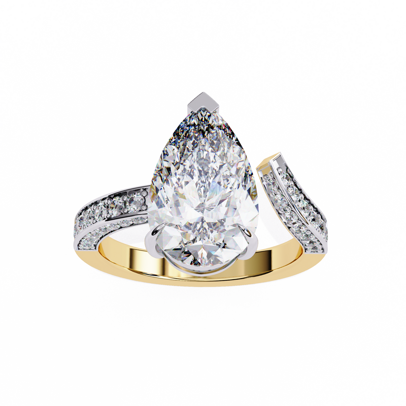 14k IGI certified pear ring with E-F color VVS-VS clarity diamonds 152