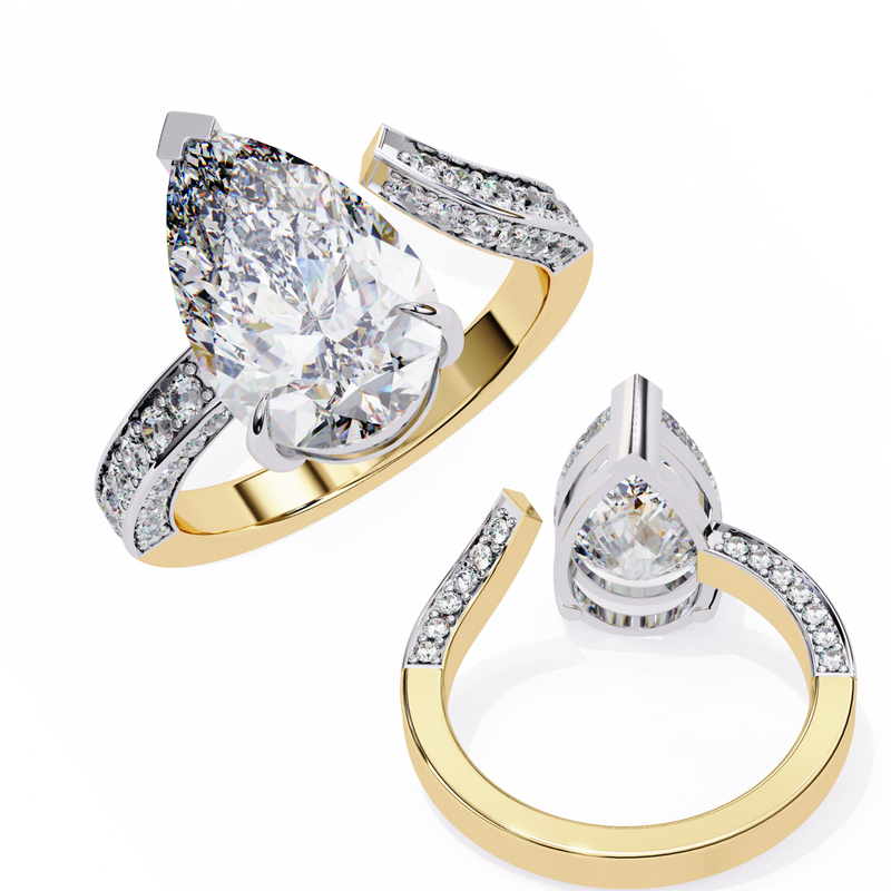 14k IGI certified pear ring with E-F color VVS-VS clarity diamonds 152