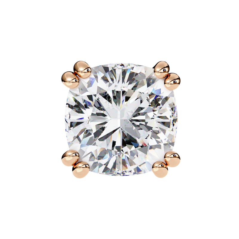 14K White Gold IGI Certified Cushion Cut Solitaire Stud Earrings, 4 Double split Prong, D-E Color, VVS/VS Clarity