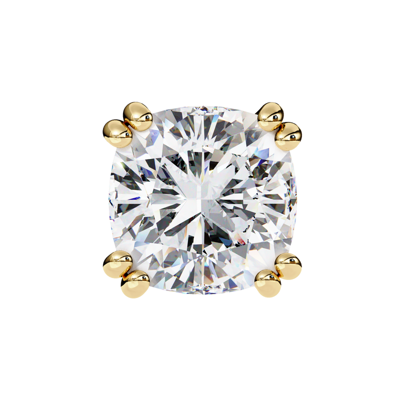 14K White Gold IGI Certified Cushion Cut Solitaire Stud Earrings, 4 Double split Prong, D-E Color, VVS/VS Clarity