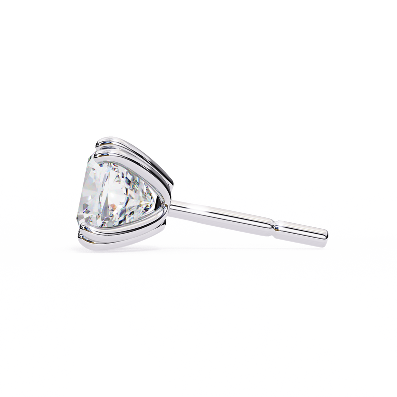 14K White Gold IGI Certified Cushion Cut Solitaire Stud Earrings, 4 Double split Prong, D-E Color, VVS/VS Clarity