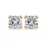 14K White Gold IGI Certified Cushion Cut Solitaire Stud Earrings, 4 Double split Prong, D-E Color, VVS/VS Clarity