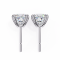 14K White Gold IGI Certified Cushion Cut Solitaire Stud Earrings, 4 Double split Prong, D-E Color, VVS/VS Clarity