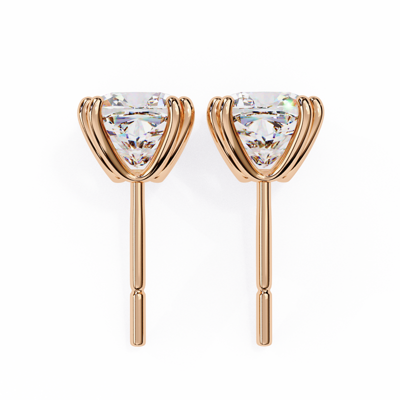 14K White Gold IGI Certified Cushion Cut Solitaire Stud Earrings, 4 Double split Prong, D-E Color, VVS/VS Clarity