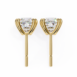 14K White Gold IGI Certified Cushion Cut Solitaire Stud Earrings, 4 Double split Prong, D-E Color, VVS/VS Clarity