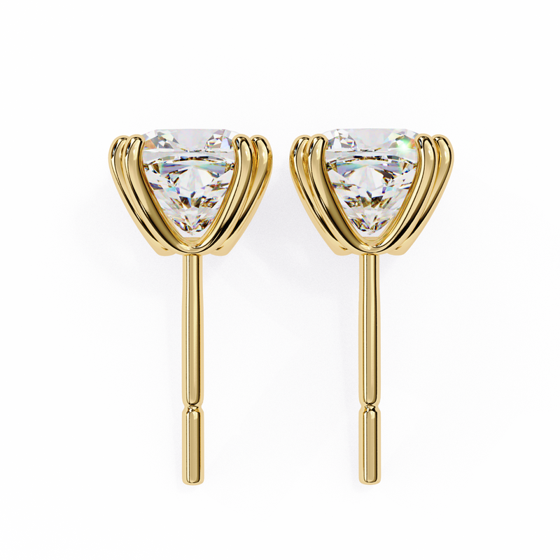 14K White Gold IGI Certified Cushion Cut Solitaire Stud Earrings, 4 Double split Prong, D-E Color, VVS/VS Clarity