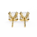 14K White Gold IGI Certified Cushion Cut Solitaire Stud Earrings, 4 Double split Prong, D-E Color, VVS/VS Clarity