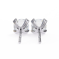 14K White Gold IGI Certified Cushion Cut Solitaire Stud Earrings, 4 Double split Prong, D-E Color, VVS/VS Clarity