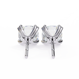 14K White Gold IGI Certified Cushion Cut Solitaire Stud Earrings, 4 Double split Prong, D-E Color, VVS/VS Clarity
