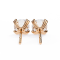14K White Gold IGI Certified Cushion Cut Solitaire Stud Earrings, 4 Double split Prong, D-E Color, VVS/VS Clarity