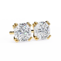 14K White Gold IGI Certified Cushion Cut Solitaire Stud Earrings, 4 Double split Prong, D-E Color, VVS/VS Clarity