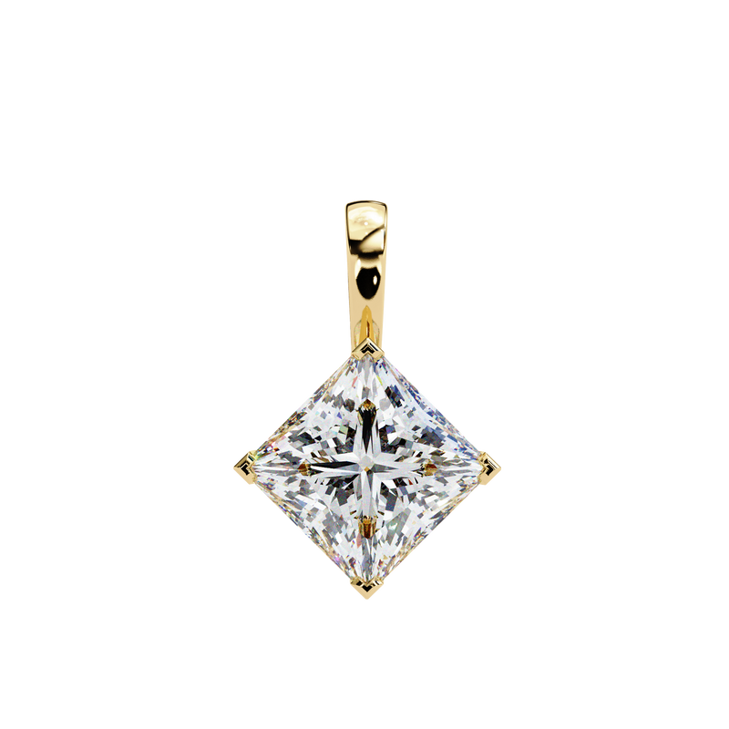 14K White Gold IGI Certified Princess Cut Diamond Solitaire Pendant – D-E Color, VVS–VS Clarity, Classic Bail