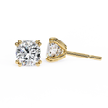 14K White Gold IGI Certified Cushion Cut Solitaire Stud Earrings, 4 Double split Prong, D-E Color, VVS/VS Clarity