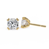 14K White Gold IGI Certified Cushion Cut Solitaire Stud Earrings, 4 Double split Prong, D-E Color, VVS/VS Clarity