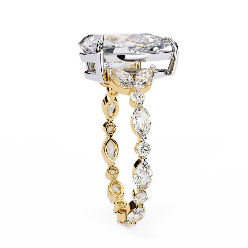 14k IGI certified pear ring with E-F color VVS-VS clarity diamonds 154