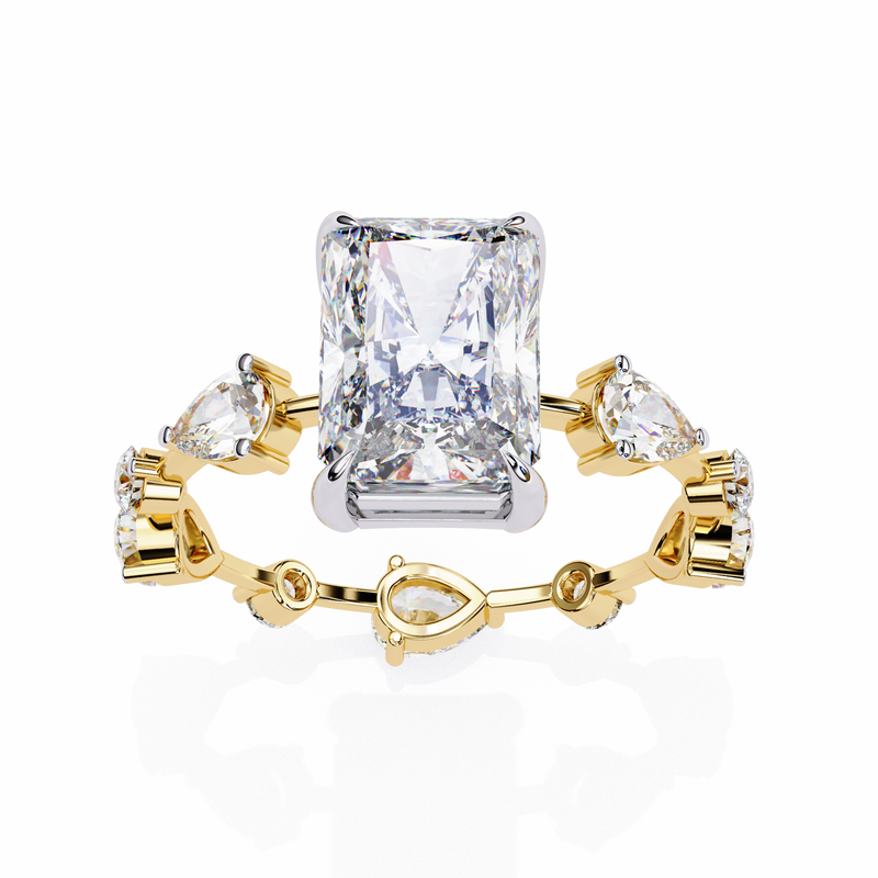 14k IGI certified radiant ring with E-F color VVS-VS clarity diamonds 155