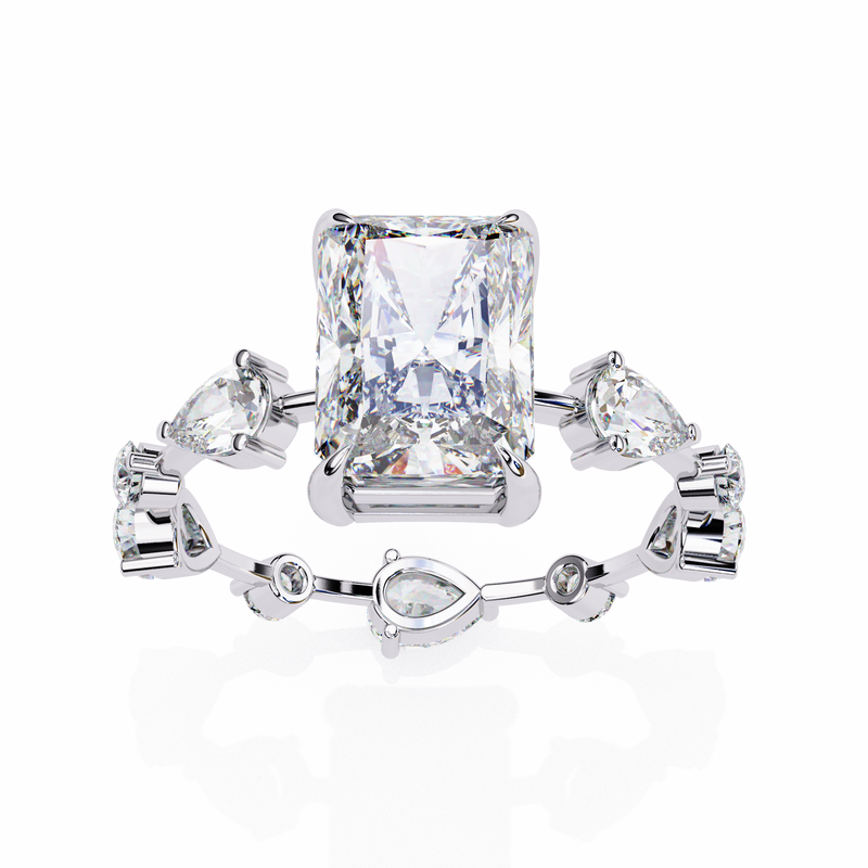 14k IGI certified radiant ring with E-F color VVS-VS clarity diamonds 155