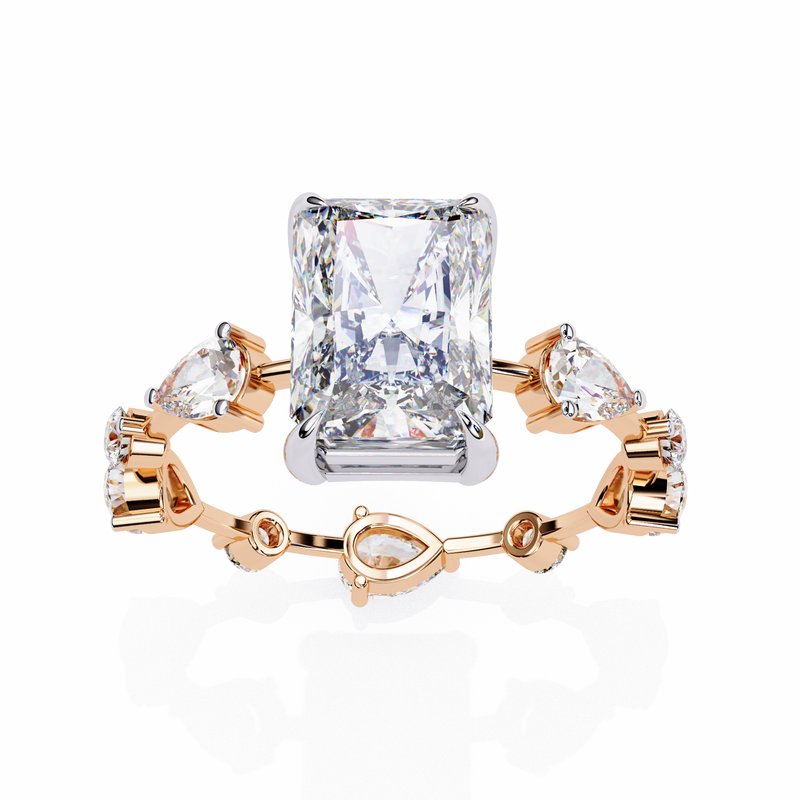 14k IGI certified radiant ring with E-F color VVS-VS clarity diamonds 155