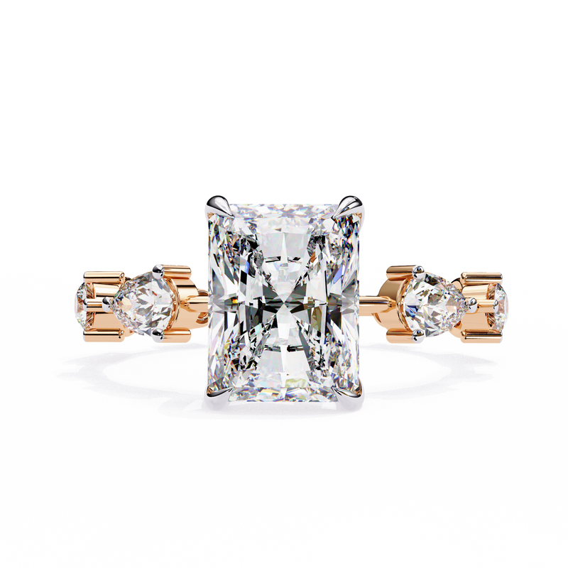 14k IGI certified radiant ring with E-F color VVS-VS clarity diamonds 155