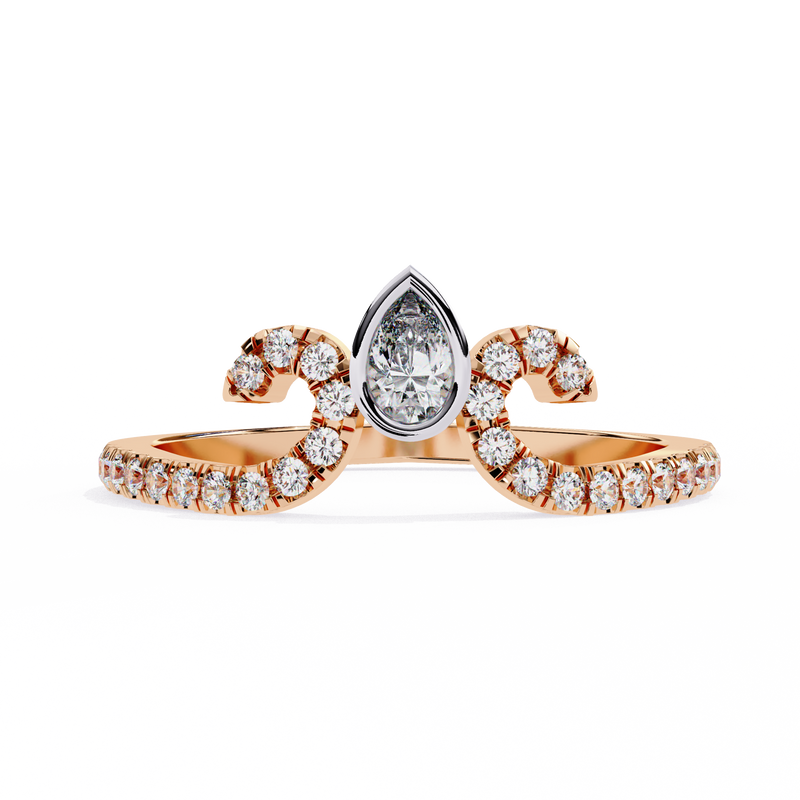 14k IGI certified pear wedding band with E-F color VVS-VS clarity diamonds 158