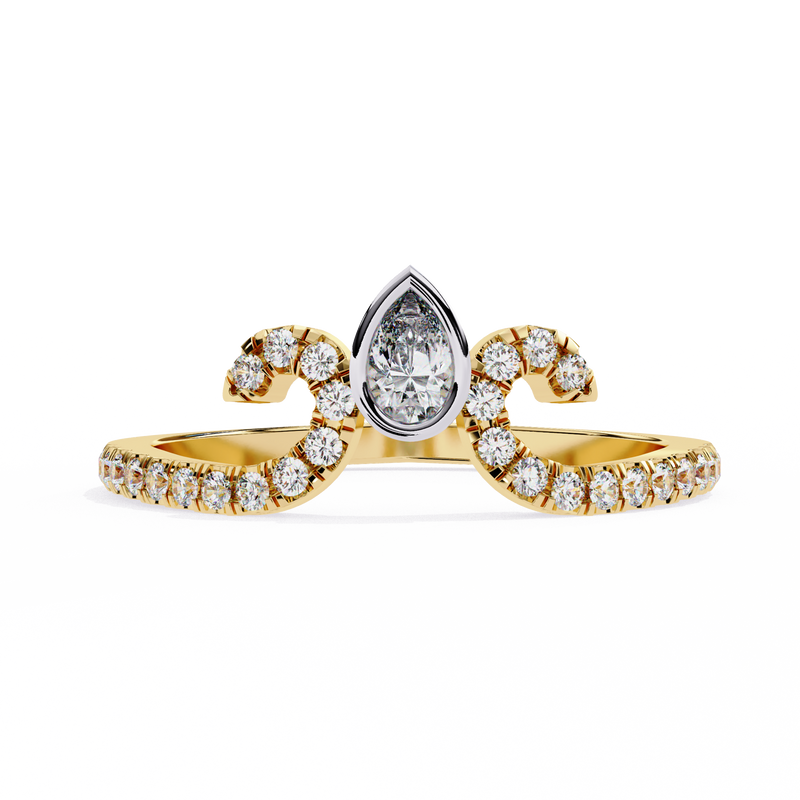 14k IGI certified pear wedding band with E-F color VVS-VS clarity diamonds 158