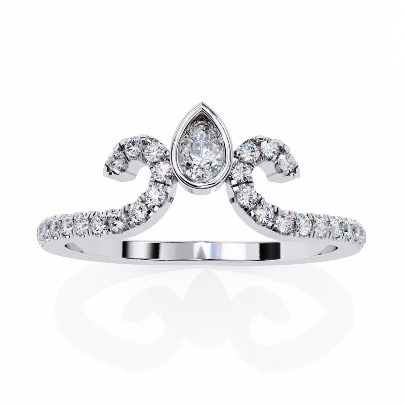 14k IGI certified pear wedding band with E-F color VVS-VS clarity diamonds 158