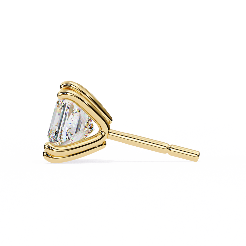 14K White Gold IGI Certified Princess Solitaire Stud Earrings, 4 Double split Prong, D-E Color, VVS/VS Clarity
