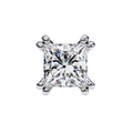 14K White Gold IGI Certified Princess Solitaire Stud Earrings, 4 Double split Prong, D-E Color, VVS/VS Clarity