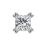 14K White Gold IGI Certified Princess Solitaire Stud Earrings, 4 Double split Prong, D-E Color, VVS/VS Clarity