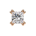 14K White Gold IGI Certified Princess Solitaire Stud Earrings, 4 Double split Prong, D-E Color, VVS/VS Clarity