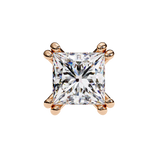 14K White Gold IGI Certified Princess Solitaire Stud Earrings, 4 Double split Prong, D-E Color, VVS/VS Clarity