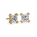 14K White Gold IGI Certified Princess Solitaire Stud Earrings, 4 Double split Prong, D-E Color, VVS/VS Clarity