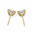 14K White Gold IGI Certified Princess Solitaire Stud Earrings, 4 Double split Prong, D-E Color, VVS/VS Clarity