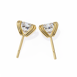 14K White Gold IGI Certified Princess Solitaire Stud Earrings, 4 Double split Prong, D-E Color, VVS/VS Clarity