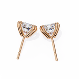 14K White Gold IGI Certified Princess Solitaire Stud Earrings, 4 Double split Prong, D-E Color, VVS/VS Clarity