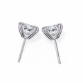 14K White Gold IGI Certified Princess Solitaire Stud Earrings, 4 Double split Prong, D-E Color, VVS/VS Clarity