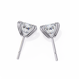 14K White Gold IGI Certified Princess Solitaire Stud Earrings, 4 Double split Prong, D-E Color, VVS/VS Clarity