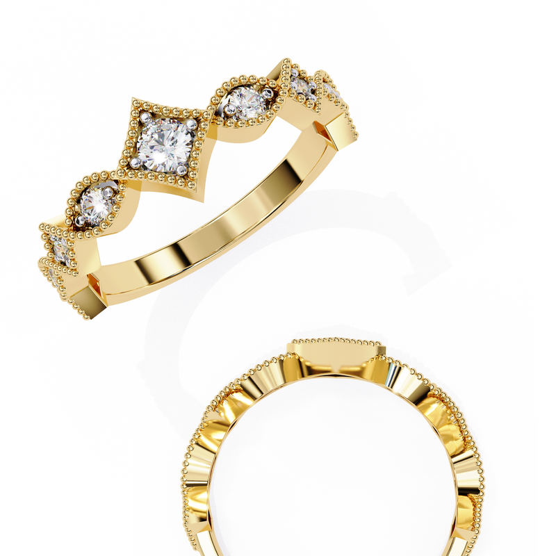 14k IGI certified round wedding band with E-F color VVS-VS clarity diamonds 166