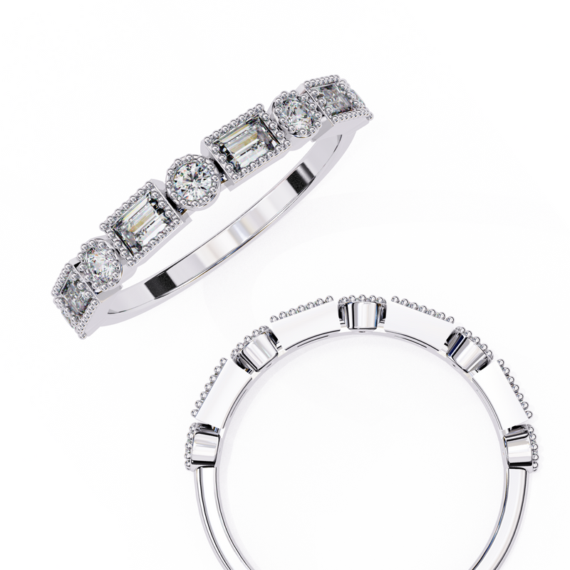 14k baguette wedding band with E-F color VVS-VS clarity diamonds 167