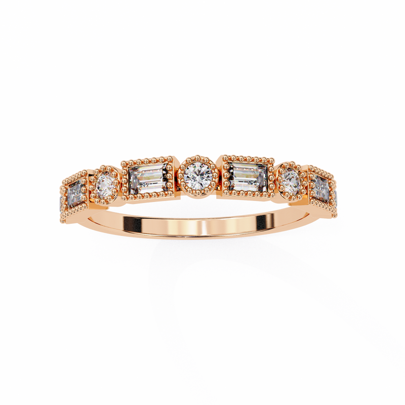 14k IGI certified baguette wedding band with E-F color VVS-VS clarity diamonds 167